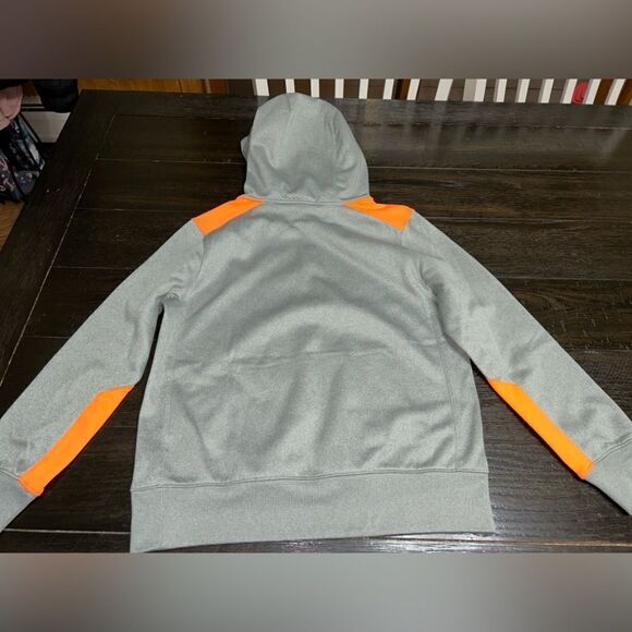 Nike youth size large gray and orange hoodie with small stain- see all photos - Picture 4 of 5